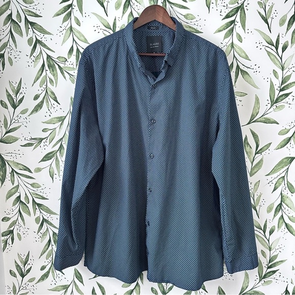 01.ALGO Men’s Button Down Shirt. XXL. Navy print. Non iron stretch. - Picture 1 of 6